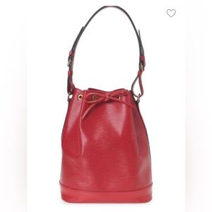 Authentic Louis Vuitton Red Epi Leather Noe Bucket Bag